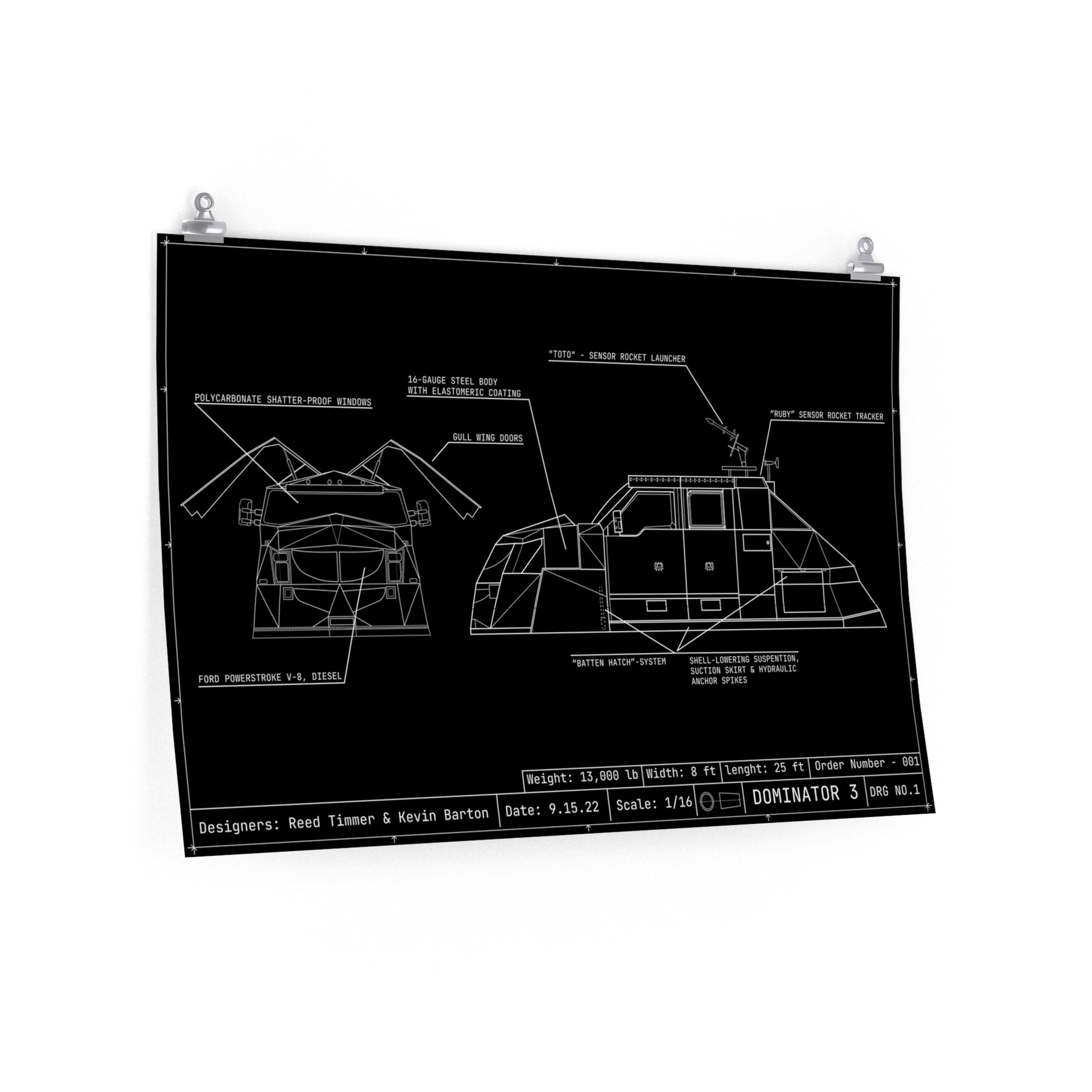 DOMINATOR 3 WIREFRAME POSTER - Never Stop Chasing