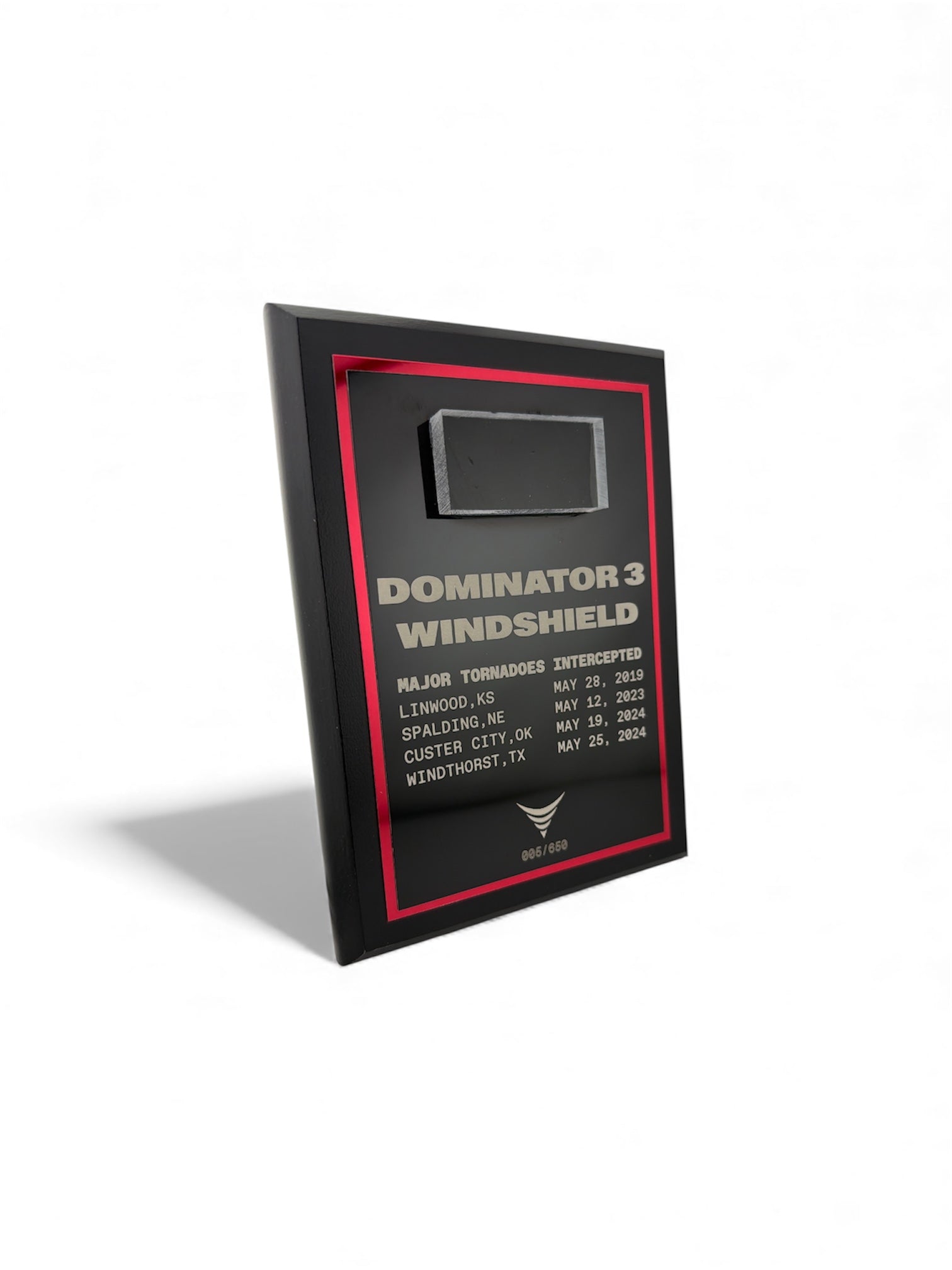 Collectible Dominator 3 Tornado Windshield Fragment Plaque