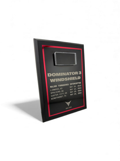 Collectible Dominator 3 Tornado Windshield Fragment Plaque, Limited Edition 10–650