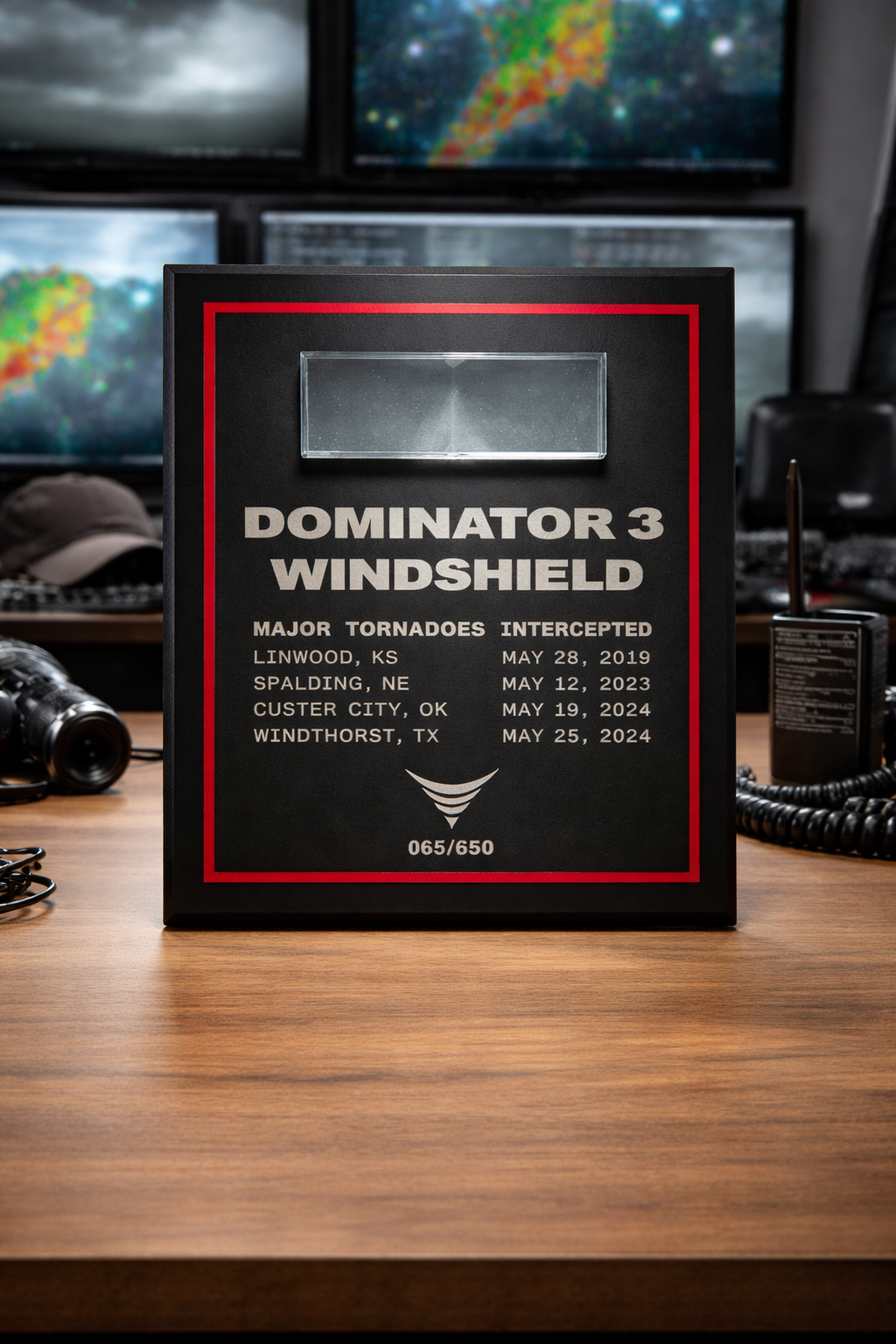 Collectible Dominator 3 Tornado Windshield Fragment Plaque, Limited Edition 10–650