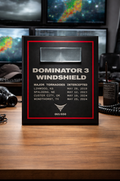 Collectible Dominator 3 Tornado Windshield Fragment Plaque, Limited Edition 10–650